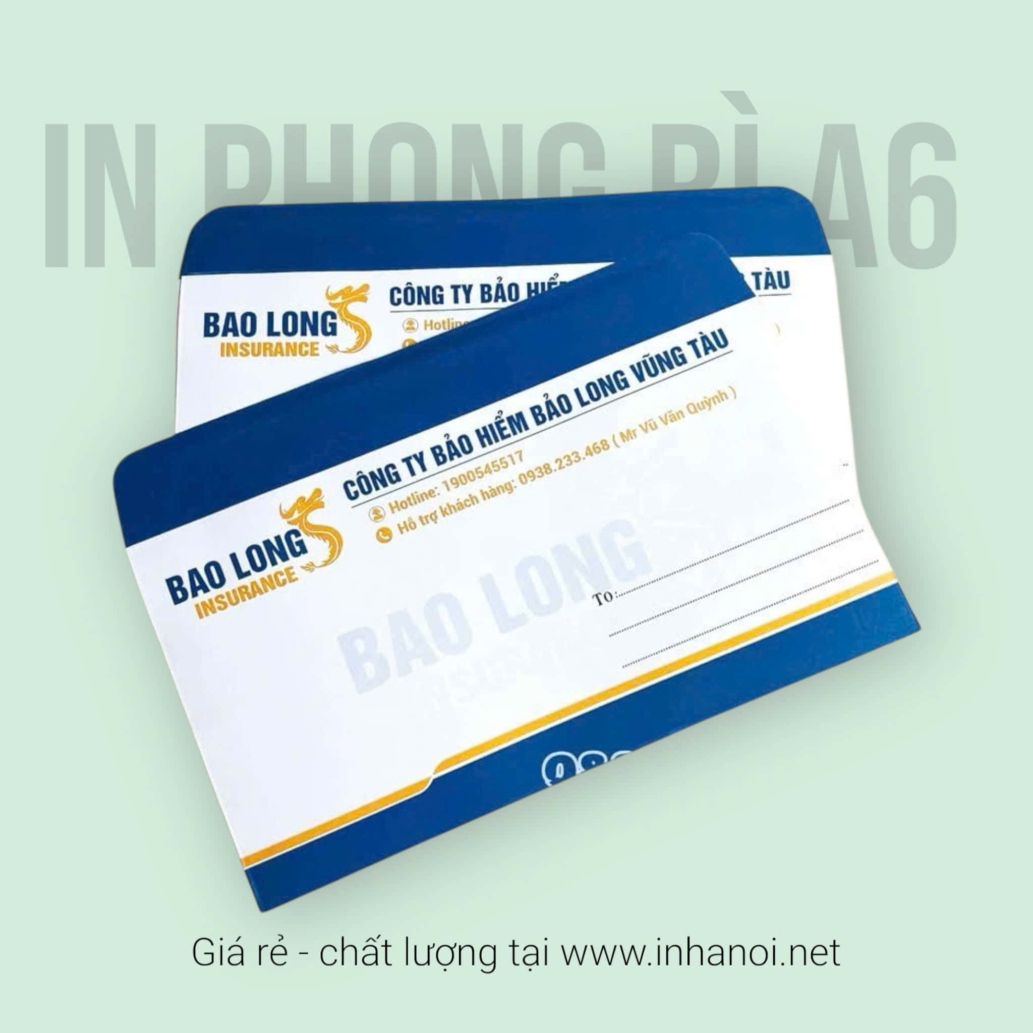 In phong bì A6 12x22cm giá rẻ tại In Hà Nội