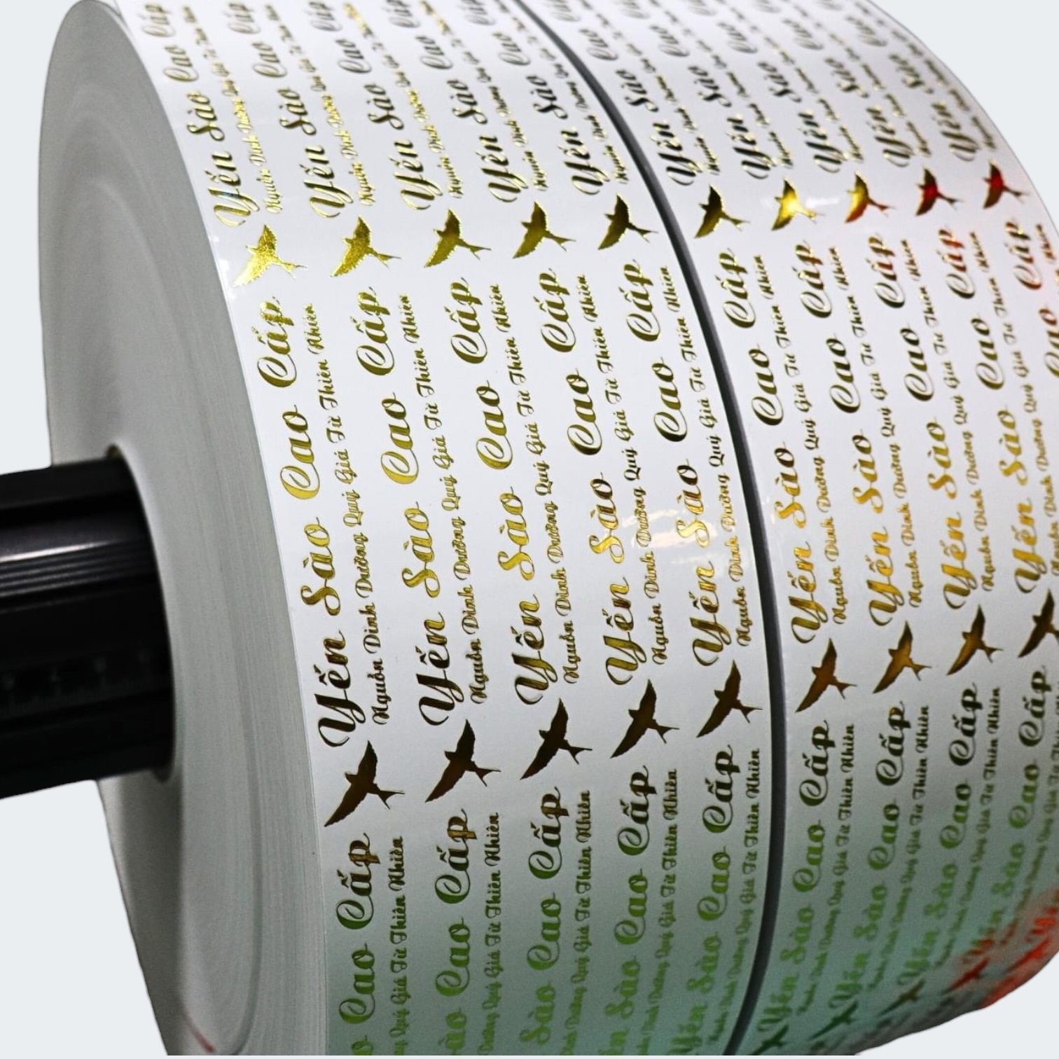 in tem cuộn yến sào nhũ vàng