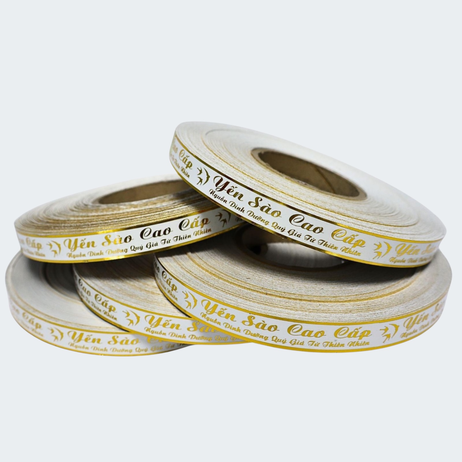 Tem cuộn in chất liệu giấy, nhựa, cán màng bóng, mờ